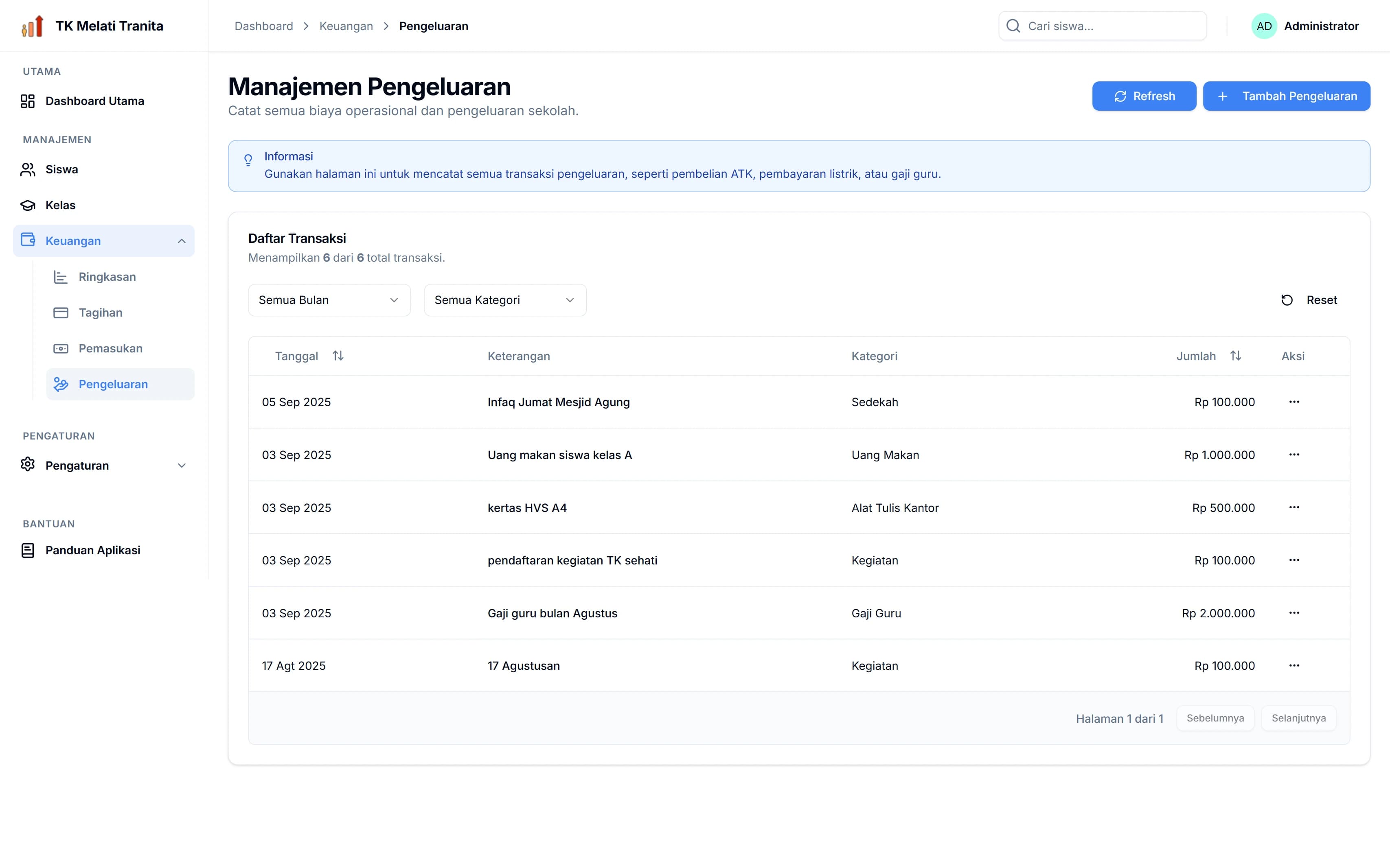 School Finance Management Dashboard  - Desktop